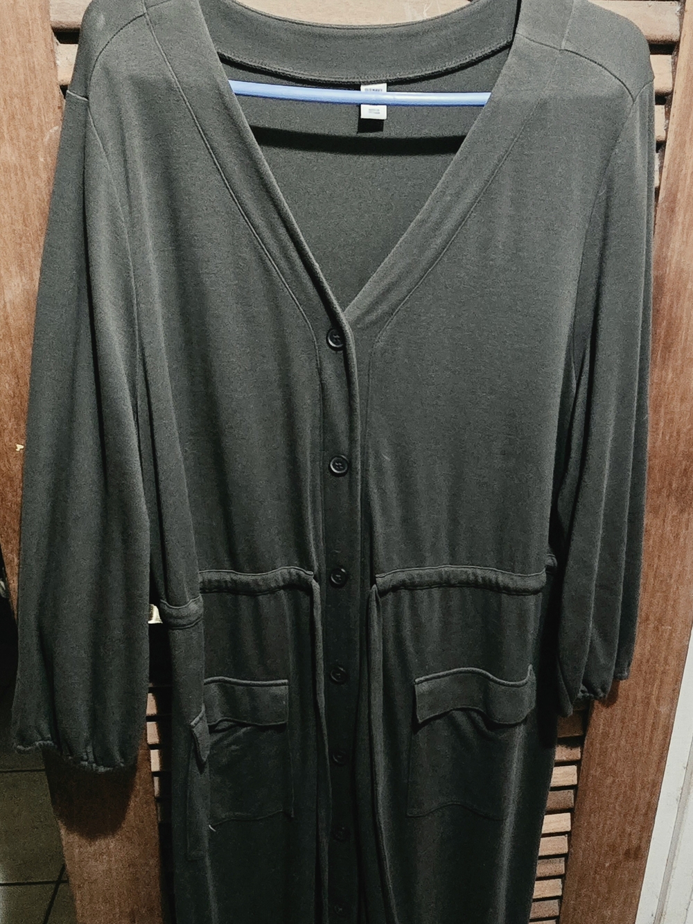 Old Navy Long Button-Front  Dress in Olive Green